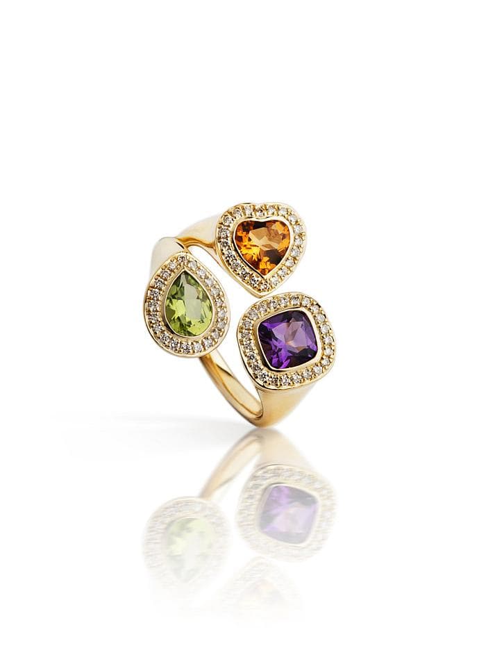Citrin - Amethyst - Peridot - Ring 